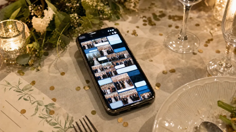 Conversación de WhatsApp llena de mensajes donde las fotos del evento se pierden