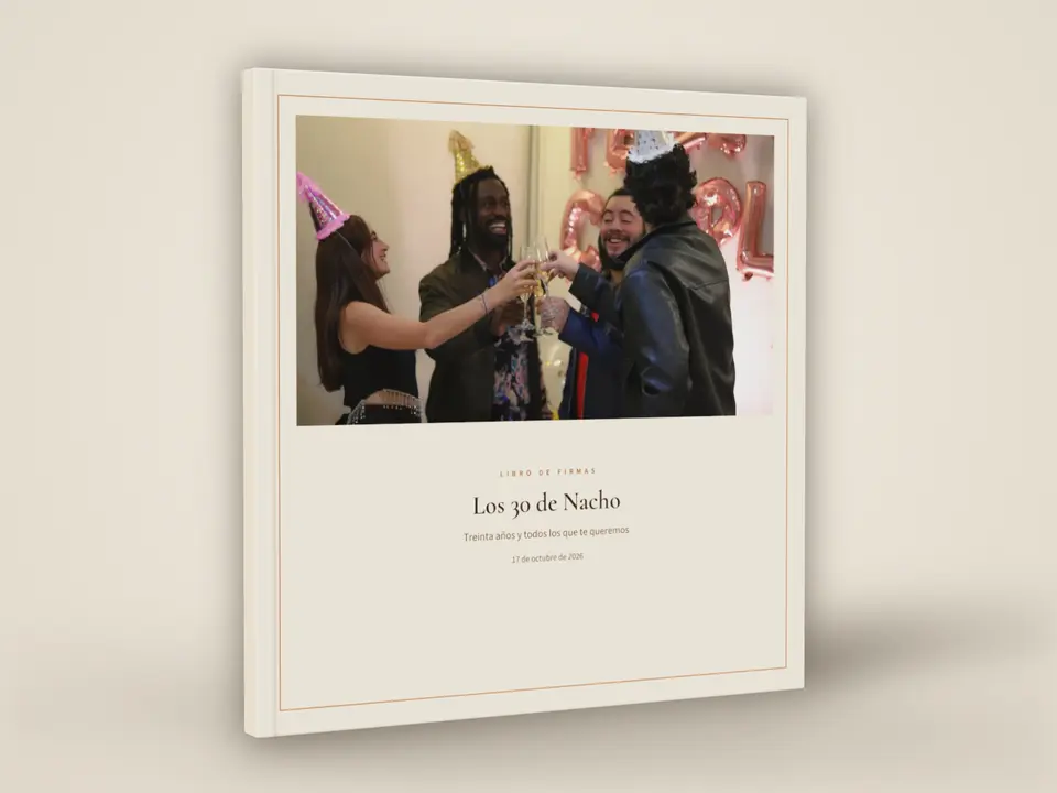 Representación de un libro fino cerrado con la portada «Los 30 de Nacho»