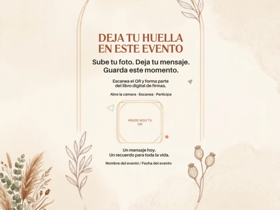 Cartel cuadrado estilo boho editable en Canva