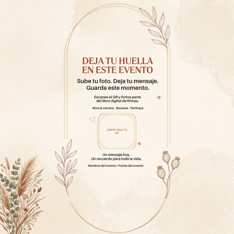 Cartel cuadrado estilo boho editable en Canva
