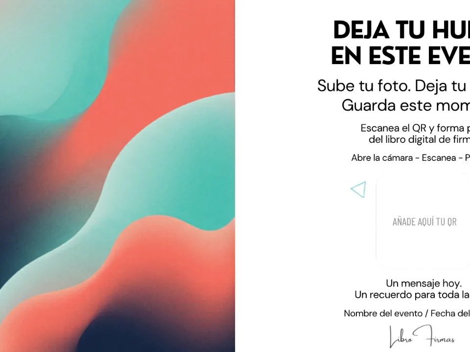Cartel horizontal para mesa de bienvenida editable en Canva